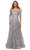 La Femme - 27942 Quarter Sleeve Sequined Lace A-Line Dress Mother of the Bride Dresses 4 / Silver
