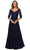 La Femme - 27949 Embroidered Lace Overlay A-Line Gown Mother of the Bride Dresses 4 / Navy