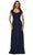 La Femme - 27951 Lace V Neck Sheath Dress Mother of the Bride Dresses 2 / Navy