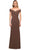 La Femme - 27959 Pleat-Ornate Off Shoulder Jersey Dress Mother of the Bride Dresses 2 / Cocoa