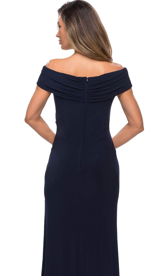 La Femme - 27959 Pleat-Ornate Off Shoulder Jersey Dress