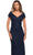 La Femme - 27982 V Neck Off Shoulder Knit Lace Sheath Long Dress Mother of the Bride Dresses