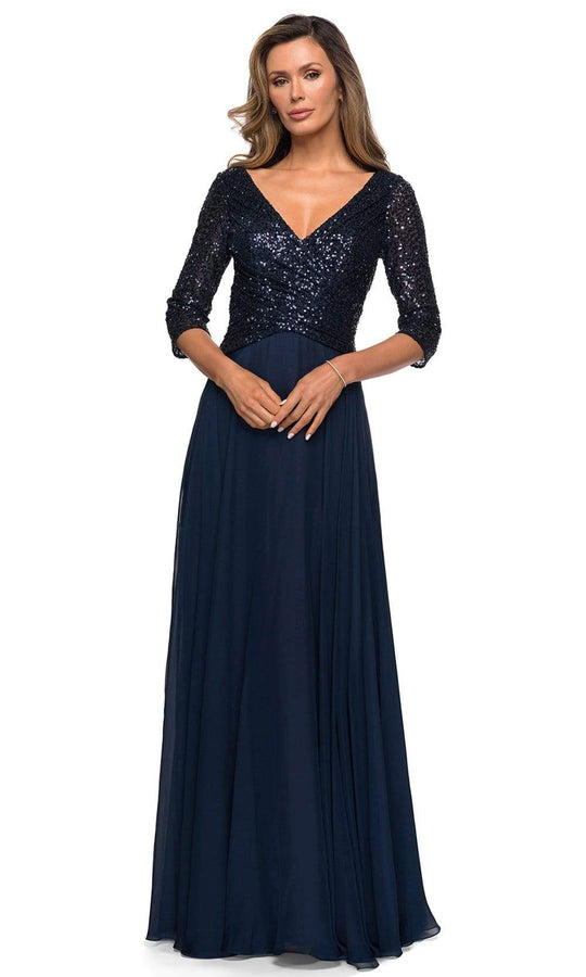 La Femme - 27998 V-Neck A-Line Mother of the Groom Long Gown