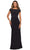 La Femme - 28026 Bateau Neck Cap Sleeve Sleek Jersey Long Dress Mother of the Bride Dresses 2 / Black