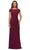 La Femme - 28026 Bateau Neck Cap Sleeve Sleek Jersey Long Dress Mother of the Bride Dresses 2 / Wine