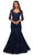 La Femme - 28033 Quarter Sleeves Floral Lace Mermaid Gown Mother of the Bride Dresses 2 / Navy