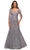 La Femme - 28033 Quarter Sleeves Floral Lace Mermaid Gown Mother of the Bride Dresses 2 / Silver