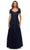 La Femme - 28037 Short Sleeve Beaded Appliqued Lace Dress Mother of the Bride Dresses 4 / Navy