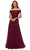 La Femme - 28051 Crystal Beaded Tulle Off Shoulder A-Line Gown Mother of the Bride Dresses 2 / Burgundy