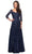 La Femme - 28053 Lace V Neck A-line Dress Mother of the Bride Dresses 4 / Navy