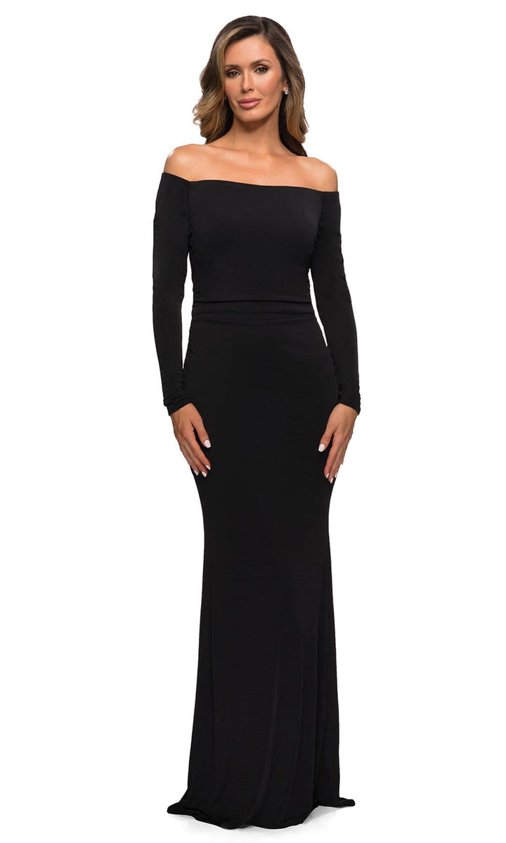 La Femme - 28054 Off Shoulder Long Sleeves Dress – Couture Candy