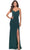 La Femme - 28079 Long Surplice High Slit Jersey Gown Evening Dresses 00 / Dark Emerald
