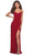 La Femme - 28079 Long Surplice High Slit Jersey Gown Evening Dresses 00 / Deep Red