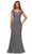 La Femme - 28099 V Neck Floral Lace Trumpet Evening Dress Mother of the Bride Dresses 2 / Dark Platinum