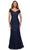 La Femme - 28099 V Neck Floral Lace Trumpet Evening Dress Mother of the Bride Dresses 2 / Navy