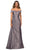 La Femme - 28103 Off Shoulder Pleated Satin Evening Gown Mother of the Bride Dresses 2 / Platinum