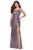La Femme - 28177 Allover Sequin One Shoulder High Slit Evening Gown Evening Dresses 00 / Lavender/Gray