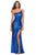 La Femme - 28177 Allover Sequin One Shoulder High Slit Evening Gown Evening Dresses 00 / Royal Blue