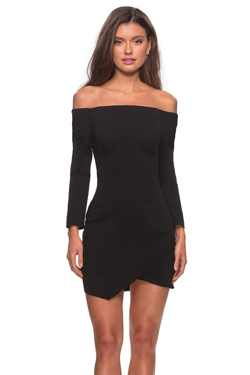 La Femme - 28182 Long Sleeve Off-shoulder Jersey Sheath Dress – Couture ...