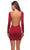La Femme - 28192 Long Sleeve Backless Faux Wrap Dress Cocktail Dresses 00 / Deep Red