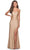La Femme - 28206 Long Crisscross Strapped High Slit Sheath Gown Evening Dresses 00 / Nude