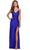 La Femme - 28206 Long Crisscross Strapped High Slit Sheath Gown Evening Dresses 00 / Royal Blue
