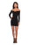 La Femme - 28212 Long Sleeve Fitted Short Dress Cocktail Dresses 00 / Black