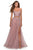 La Femme - 28271 Two Piece Floral Embroidered Tulle A-line Gown Prom Dresses 00 / Mauve