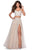 La Femme - 28271 Two Piece Floral Embroidered Tulle A-line Gown Prom Dresses 00 / White/Nude
