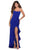 La Femme - 28294 Lace-up Open Back Ruffle High-Low Prom Dress Prom Dresses 00 / Royal Blue