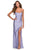 La Femme - 28296 Long Tie-Up Back High Leg Slit Jersey Prom Dress Prom Dresses 00 / Light Periwinkle