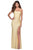 La Femme - 28296 Long Tie-Up Back High Leg Slit Jersey Prom Dress Prom Dresses 00 / Pale Yellow