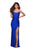 La Femme - 28296 Long Tie-Up Back High Leg Slit Jersey Prom Dress Prom Dresses 00 / Royal Blue