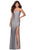La Femme - 28296 Long Tie-Up Back High Leg Slit Jersey Prom Dress Prom Dresses 00 / Silver