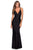 La Femme - 28297 Plunging Crisscross Tie Back Sheath Dess Prom Dresses 00 / Black