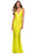 La Femme - 28297 Plunging Crisscross Tie Back Sheath Dess Prom Dresses 00 / Yellow