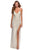 La Femme - 28363 Deep V-Neck Strappy Back Sheath Dress Evening Dresses 00 / White/Gold