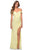 La Femme - 28389 Notched Off Shoulder Ruched Fitted Jersey Dress Bridesmaid Dresses 00 / Pale Yellow