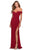 La Femme - 28389 Notched Off Shoulder Ruched Fitted Jersey Dress Bridesmaid Dresses 00 / Red