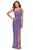 La Femme - 28401 Asymmetrical Textured Sequined Dress with Slit Prom Dresses 00 / Lavender