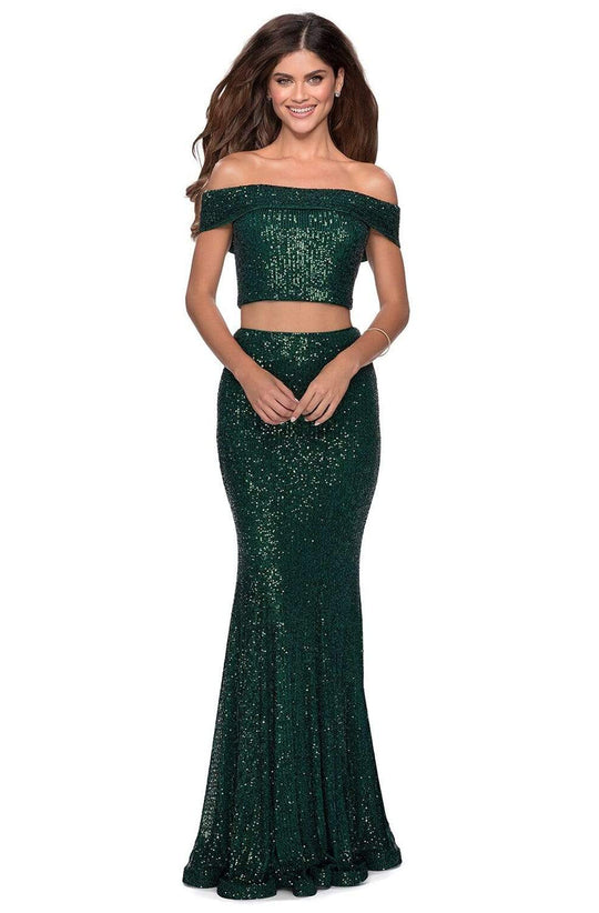 La Femme - 28425 Sequined Off-Shoulder Sheath Dress