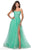 La Femme - 28470 Floral Appliqued A-Line Tulle Gown Prom Dresses 00 / Mint