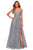 La Femme - 28470 Floral Appliqued A-Line Tulle Gown Prom Dresses 00 / Silver