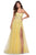 La Femme - 28470 Floral Appliqued A-Line Tulle Gown Prom Dresses 00 / Yellow