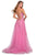 La Femme - 28470 Floral Appliqued A-Line Tulle Gown Prom Dresses