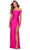 La Femme - 28506 Off Shoulder Tie Low-Cut Open Back Jersey Prom Dress Prom Dresses 00 / Hot Pink
