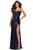 La Femme - 28514 Crisscross Open Back Halter Neck Sequin Evening Gown Evening Dresses 00 / Navy