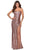 La Femme - 28514 Crisscross Open Back Halter Neck Sequin Evening Gown Evening Dresses 00 / Rose Gold