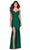 La Femme - 28518 Strappy Back Draped V Neck High Slit Mermaid Dress Prom Dresses 00 / Emerald