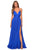 La Femme - 28522 Halter Strappy A-Line Gown with Slit Prom Dresses 00 / Royal Blue